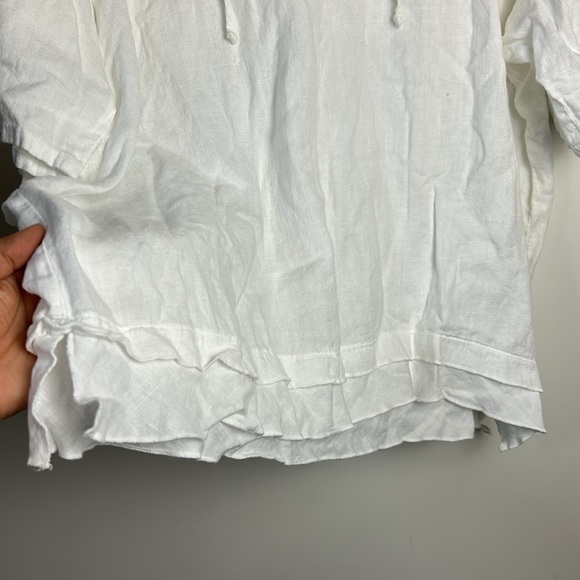 Liz and Jane Women 1X Blouse White 100% Preshrunk Linen Tunic Natural Breathable - Picture 4 of 12